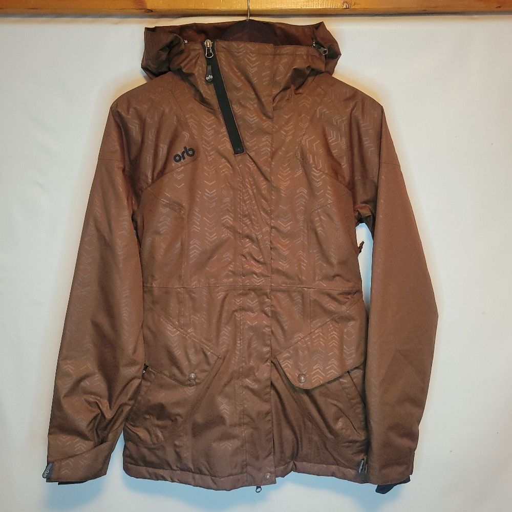 Orb Brown Hooded Women's Fitted Technical Winter Ski Jacket